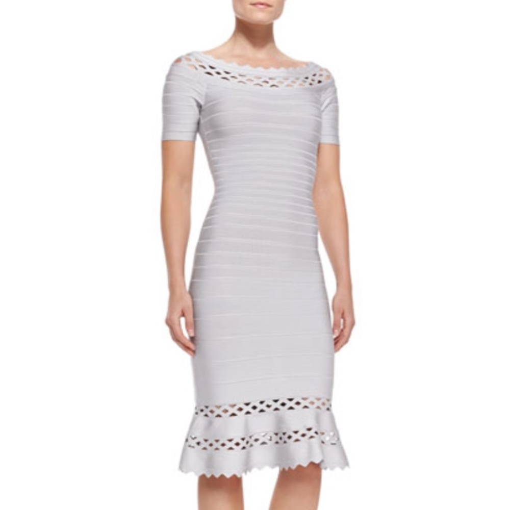 Herve Leger — Claudia grey bandage dress